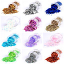 12 Couleurs Paillette Glitter Powder Nail Art Décorations B (6.5gx12)