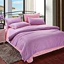 4PCS Purple & Pink Print Cotton Duvet Cover Set