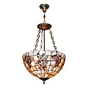 120W Artistic Tiffany Pendant Light with Nature Shell Material Integrated Shade in Butterfly Feature