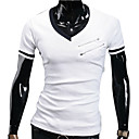 Herren Zweifarbige V-Ausschnitt Polo Kurzarm T-Shirt