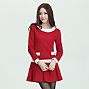 Women's Contrast Color Long Sleeve Dress