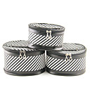 3PCS Cosmetic Makeup Pouch Portable Case Bag Set with Mirrors Black&white Stripe
