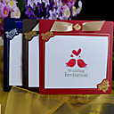 Convite simples floral do casamento com fita - conjunto de 50 (mais cores)