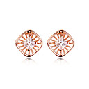 CZ Cubic Zirconia and Alloy 18K Gold Plated Earrings(Length x Width: 10 x 10 mm)