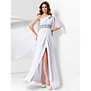 Trumpet/Mermaid One Shoulder Floor-length Chiffon Evening Dress With Watteau Train