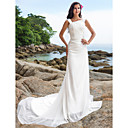 Sheath/Column Straps Chapel Train Chiffon Wedding Dress
