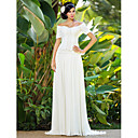 Sheath/Column Off-the-shoulder Sweep/Brush Train Chiffon Wedding Dress