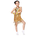 Desempenho poliéster dancewear com lantejoulas Latina Vestido Dança para Crianças