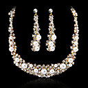 Gorgeous Alloy Imitation Pearl And  Czech Rhinestones Jewelry Set Including Necklace And Earrings(Silver And Gold)