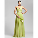 Sheath/Column V-neck Floor-length Chiffon Bridesmaid Dress