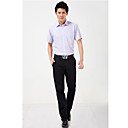 Men's Light Green Slim Stripes Short Sleeve Cotton Shirt