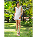 Sheath/Column V-neck Short/Mini Lace Wedding Dress