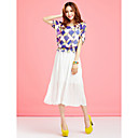 TS Contrast Color Print Midi Dress