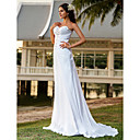 Sheath/Column Sweetheart Court Train Chiffon Wedding Dress