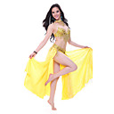 Performance Dancewear Tulle with Shining Beads Belly Dance Top and Blet and Skirt For Ladies More Colors