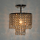 60W Modern Semi Flush Ceiling Light with Crystal Pendants and Polished Chrome Plate