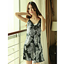 Black Sexy Flower Pattern Straped Chemises & Gowns