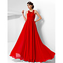 A-line Jewel Floor-length Chiffon Evening Dress