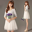Women's Stripes Mesh Splicing Dress