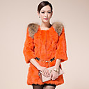 3/4 Sleeve Collarless Rabbit Fur Casual/Party Coat(More Colors)