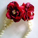 Women's Solid Red Flower Imitatie parel armband