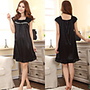 Women's Black Sexy Elegant Comfortable Lace Falbala Chemises & Gowns Waist 100cm