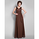 Sheath/Column V-neck Floor-length Chiffon Mother of the Bride Dress With Removable Belt