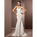 Trumpet/Mermaid Sweetheart Sweep/Brush Train Satin And Tulle Wedding Dress