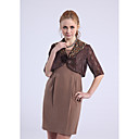 Frauen Silk Kontrast Farbe Collar 3D Blumendekor Midi Sleeve Short Coat (100% Seide)