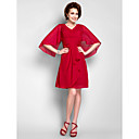 Sheath/Column V-neck Knee-length Chiffon Mother of the Bride Dress