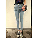 Women's Denim High Waist Four Buttons Skinny Pants