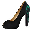 Stylish Suede Chunky Heel Sandals With Rhinestone Casual Shoes