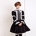 White Lace Negro de manga larga blusa hasta la rodilla Falda Lolita CottonClassic Outfit