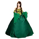 Strapless Floor-length Green and Yellow Satin Aristocrat Lolita Dress