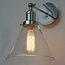 60W Art-Deco Wall Light with Glass Cone Shade Down