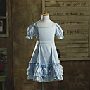 Short Sleeve Knee-length Baby Blue Cotton Kids Lolita Dress